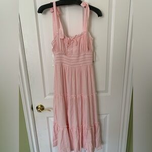 Trixxi Pink Tiered Tie-Shoulder Sundress